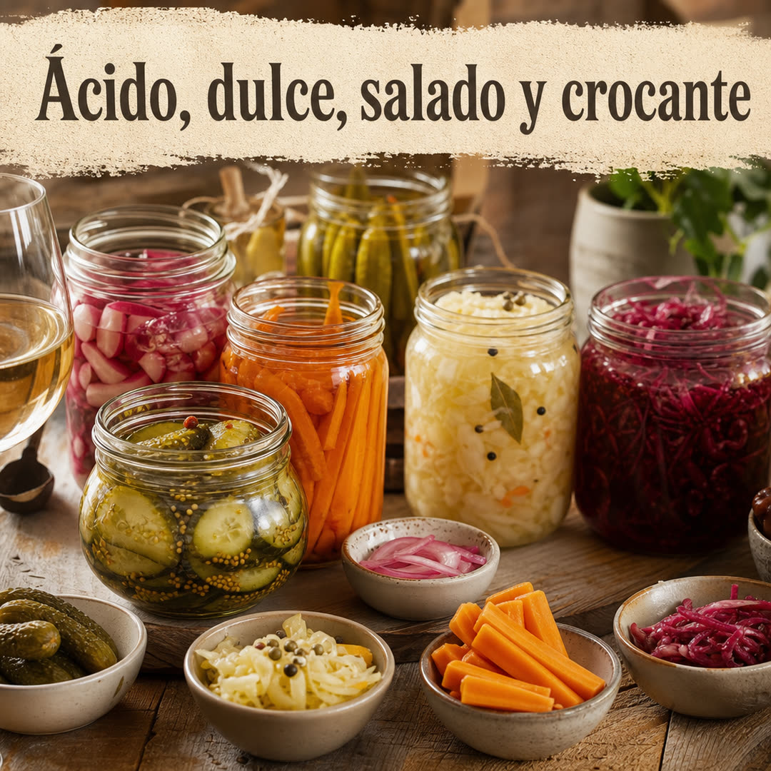 Cómo degustar un encurtido: ácido, dulce, salado y crocante