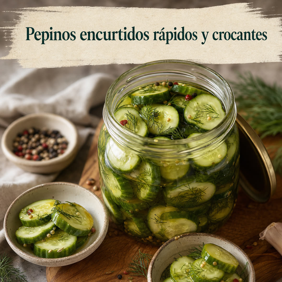 Pepinos encurtidos rápidos y crocantes: receta casera
